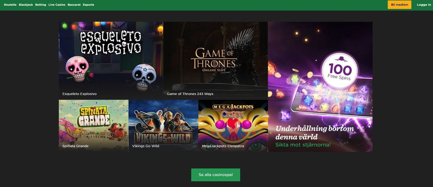 spelautomater hos Mr. Green casino