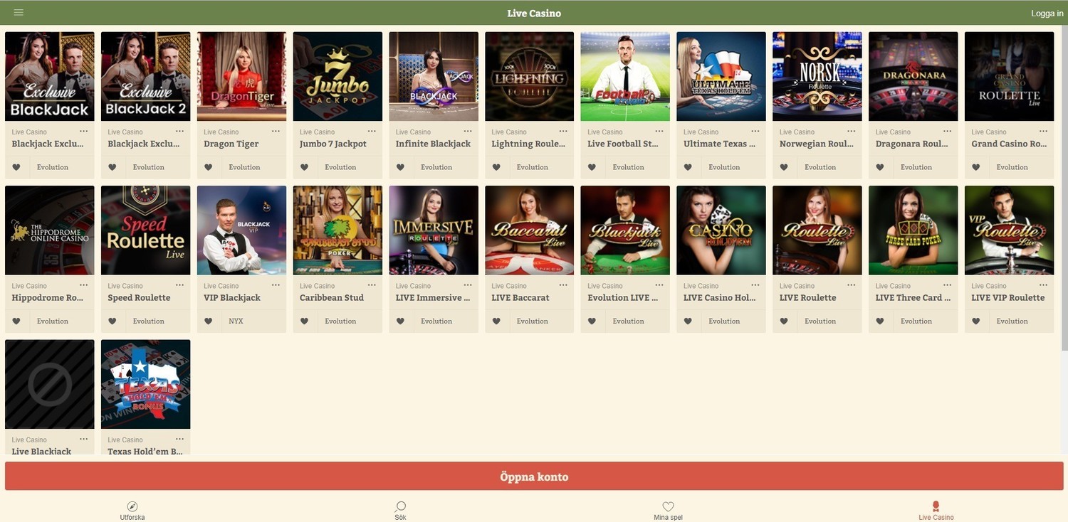 Live Casino Casinostugan