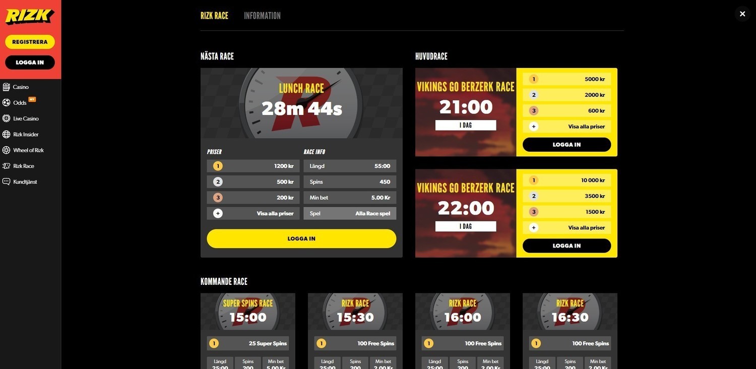 Rizk casino turneringar