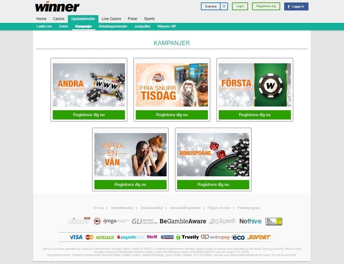 Bonusar pa Winner Casino