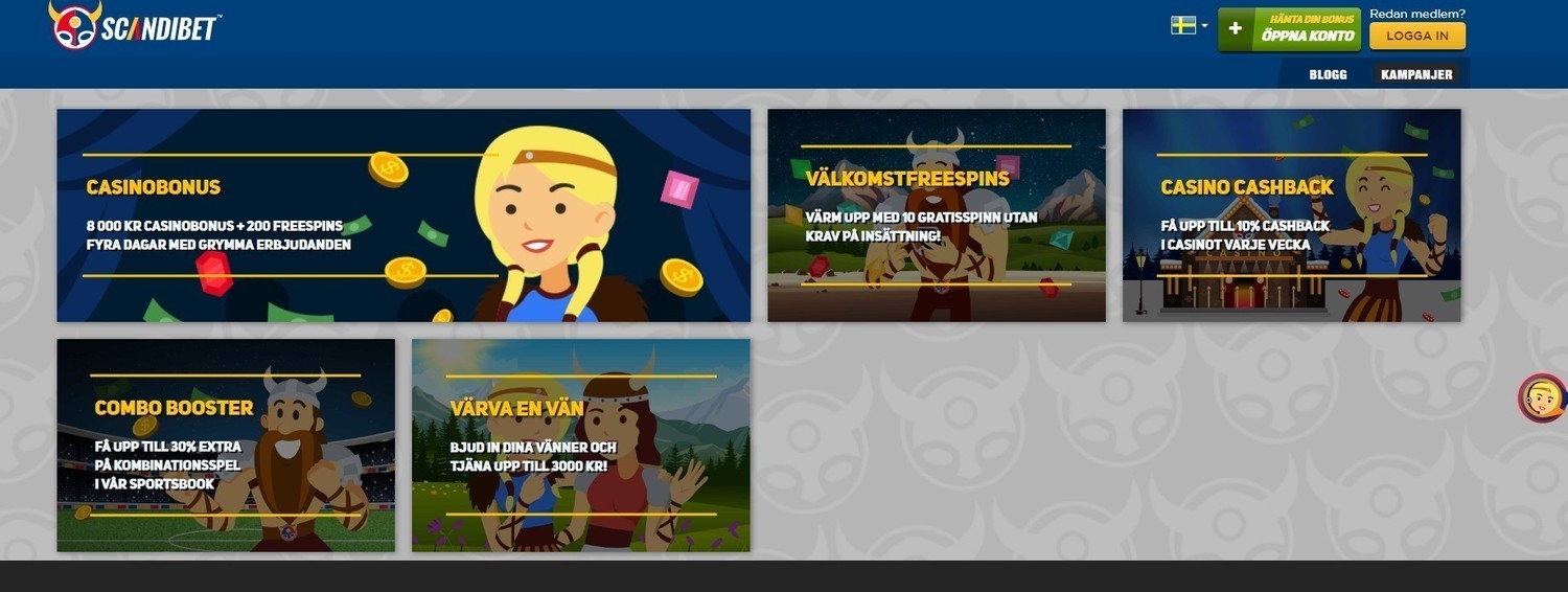 välkomstbonus på Scandibet Casino