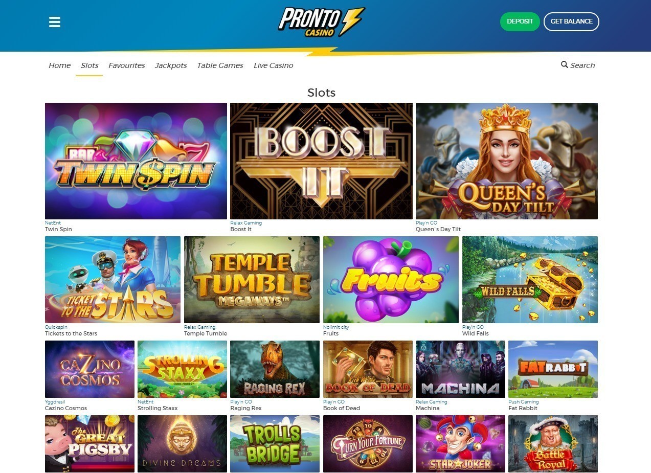 Pronto Casino spelautomater