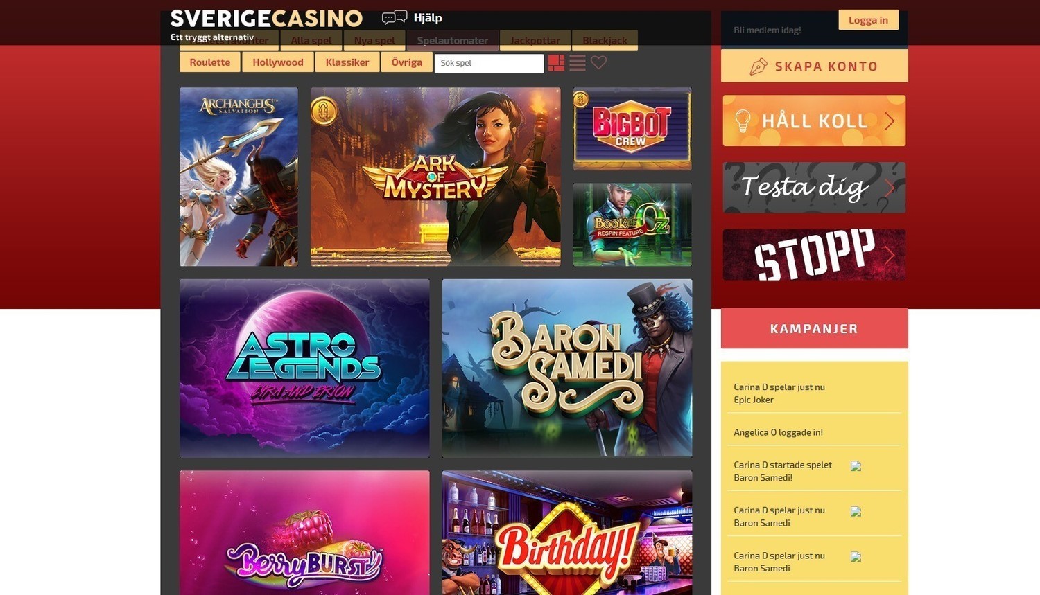 spelautomater och kortspel