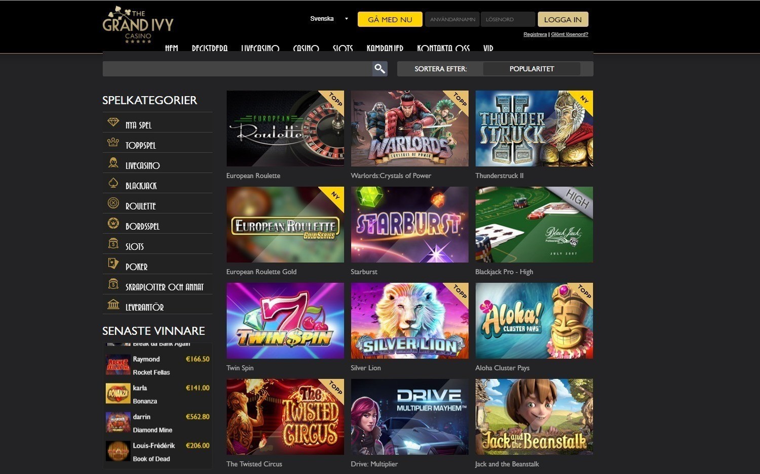 Grand Ivy spelautomater