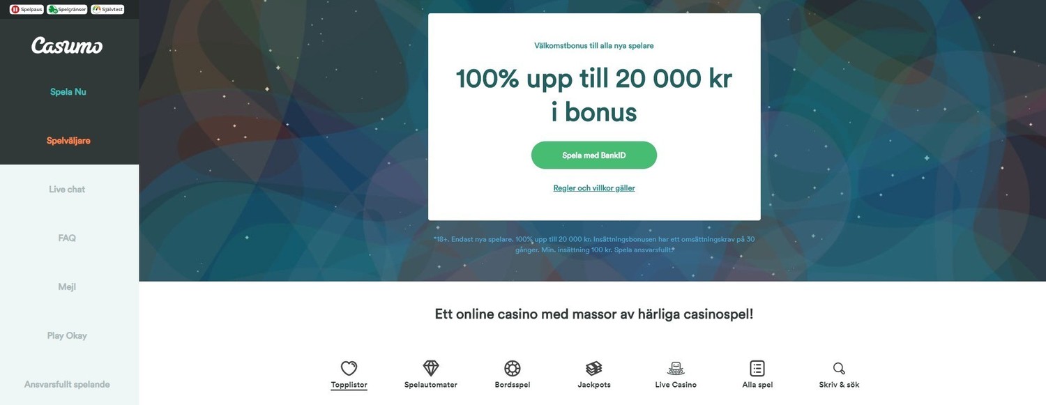 Casumo casino valkomstbonus